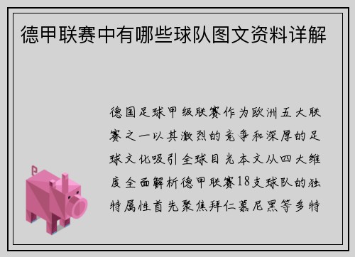 德甲联赛中有哪些球队图文资料详解